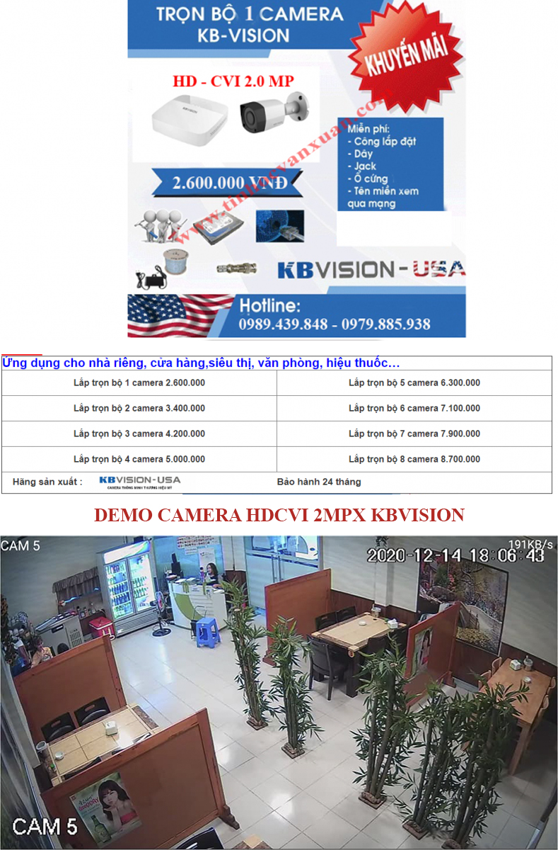 bảng giá lắp đặt camera quận bình thạnh kbvision